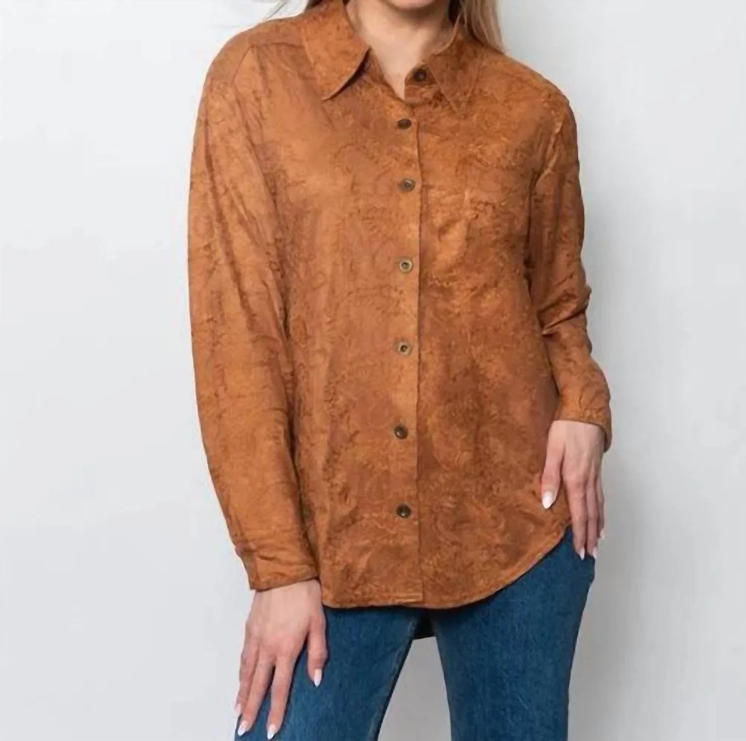 SNO SKINS - Embroidered Suede Button-up Shirt - Rack Hunt