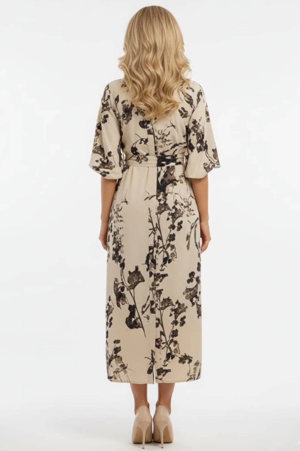 Botanical Elegance Floral Midi Shirt Dress