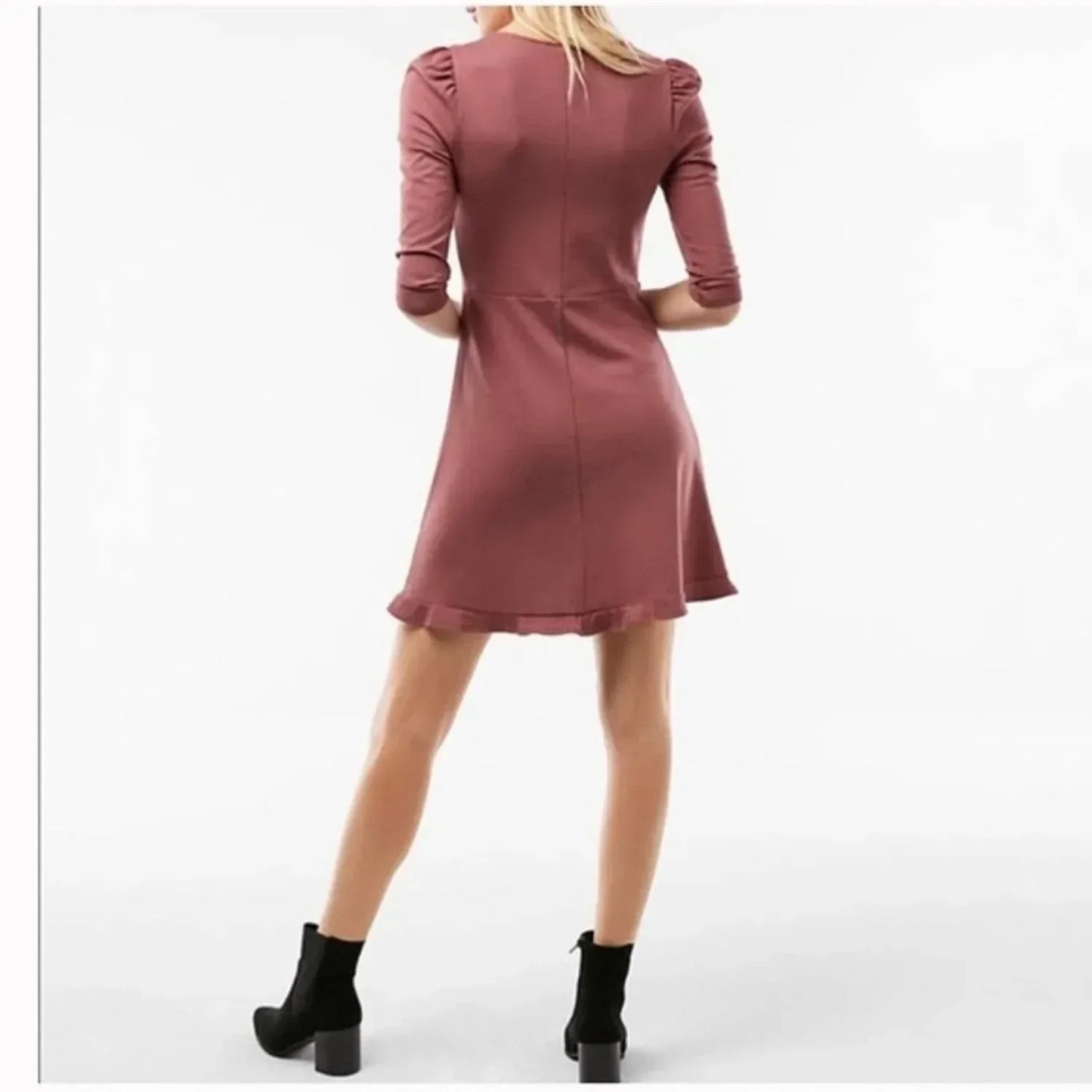 Express - V-neck Ruffle Hem Fit & Flare Dress - Rack Hunt