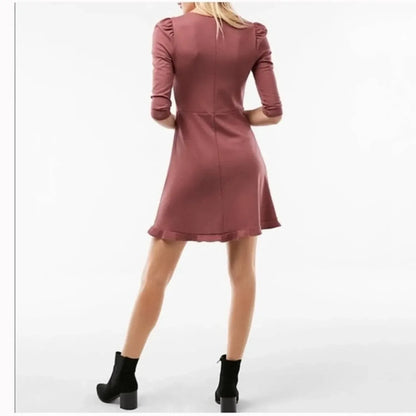 Express - V-neck Ruffle Hem Fit & Flare Dress - Rack Hunt