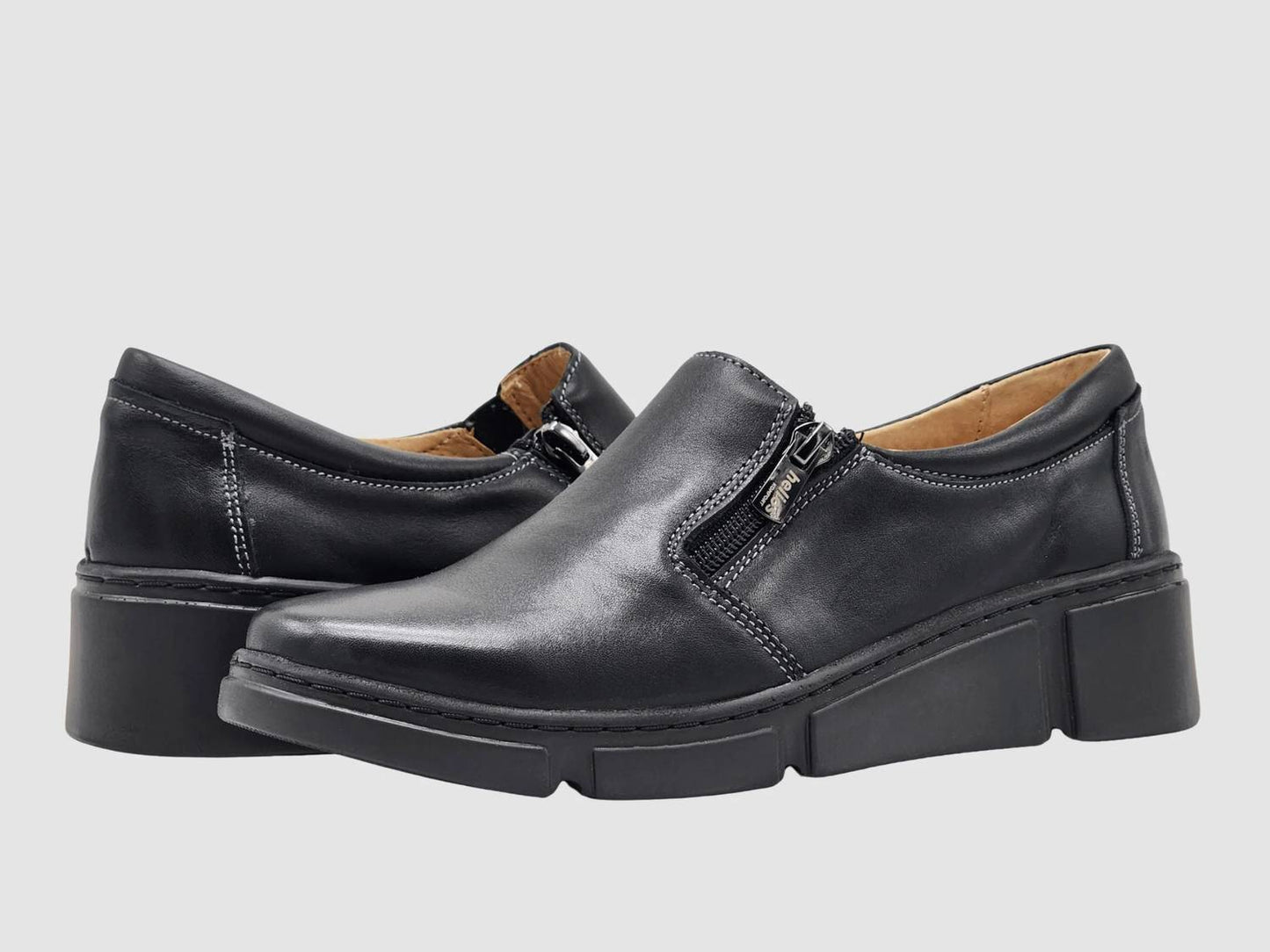 Women's Gaia Leather Zip Up Loafer Shoes