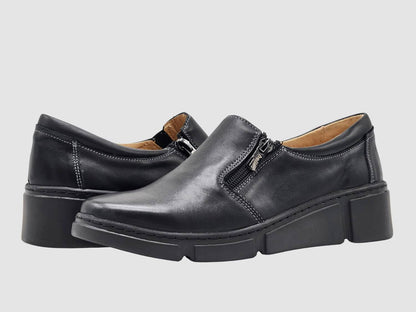 Women's Gaia Leather Zip Up Loafer Shoes