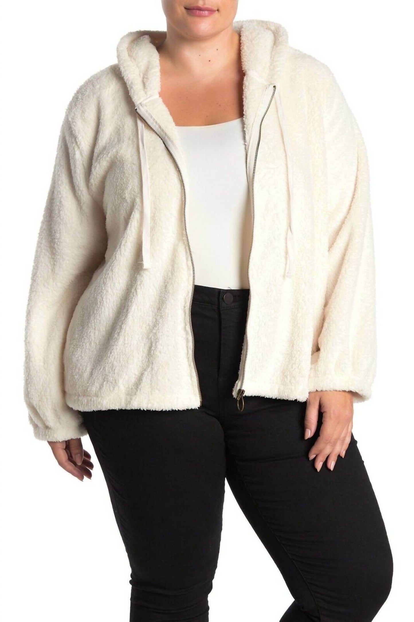 Bobeau - Faux Fur Front Zip Ultra Plush Soft Hoodie - Rack Hunt -