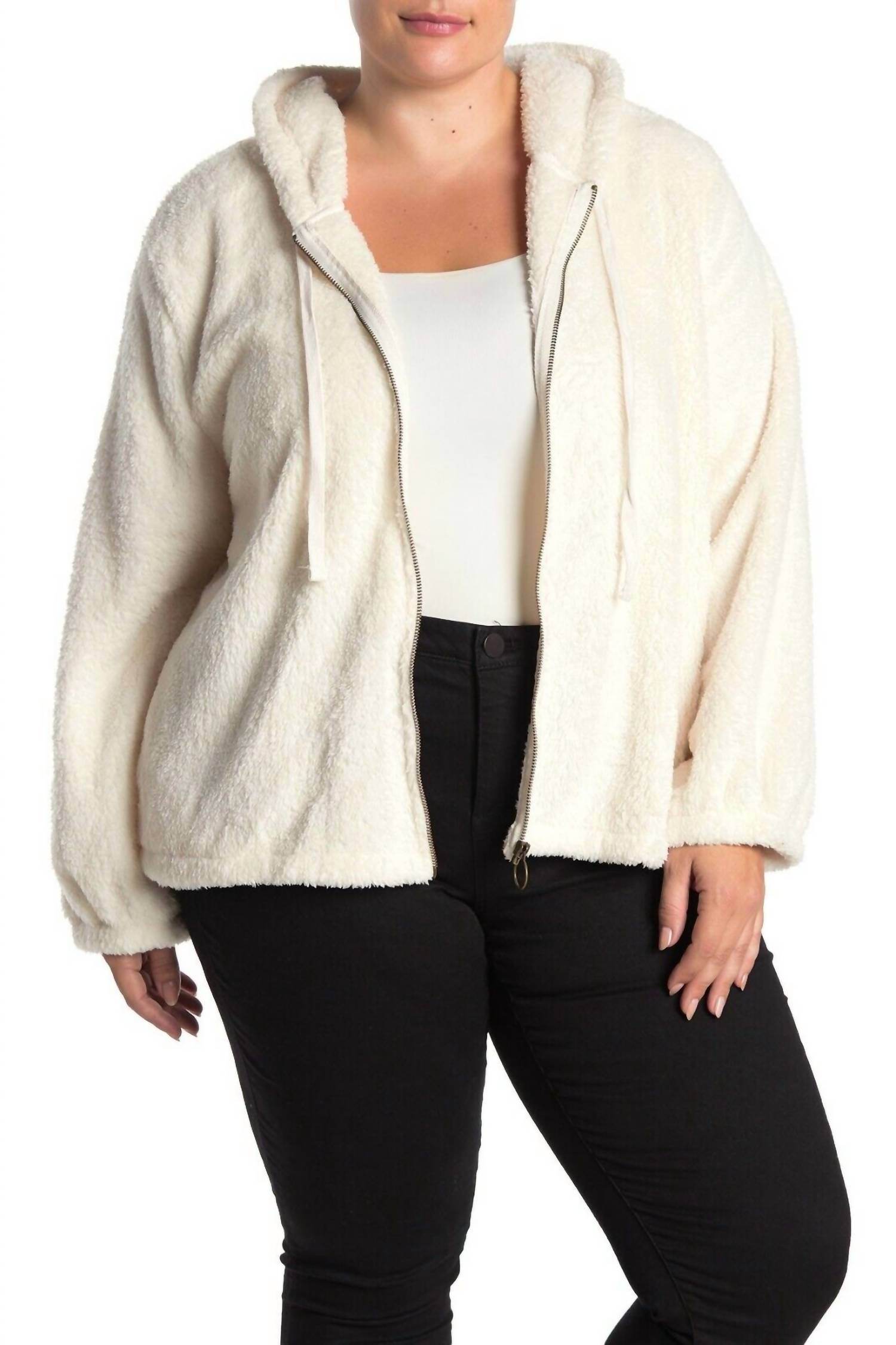 Bobeau - Faux Fur Front Zip Ultra Plush Soft Hoodie - Rack Hunt -