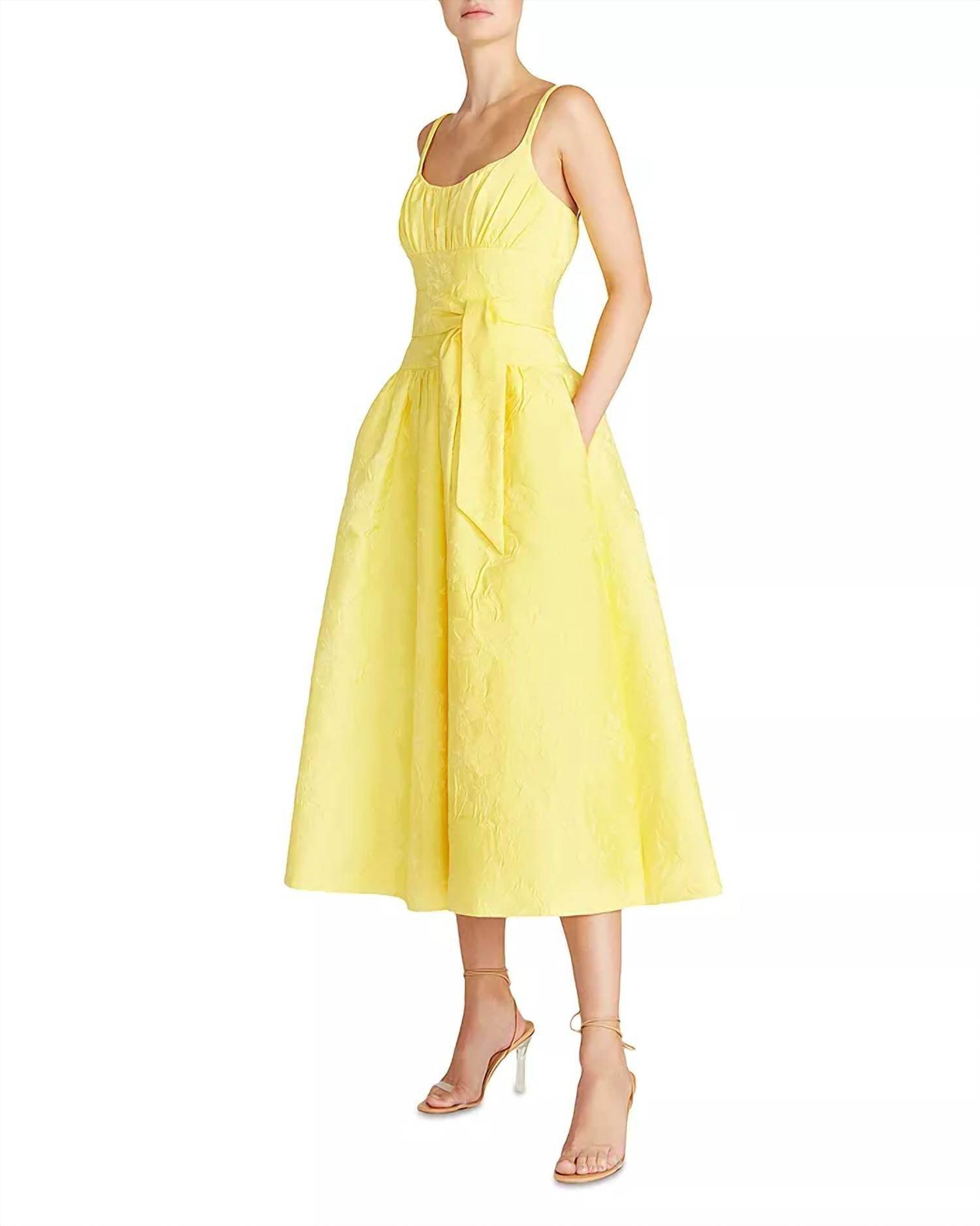 ML Monique Lhuillier - Daffodil Jacquard Fit And Flare Midi Dress - Rack Hunt