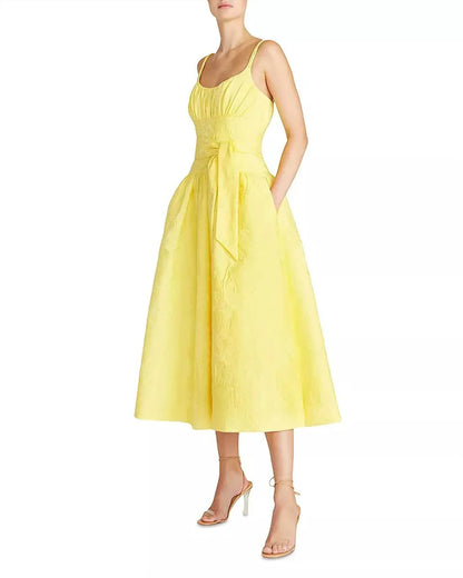 ML Monique Lhuillier - Daffodil Jacquard Fit And Flare Midi Dress - Rack Hunt