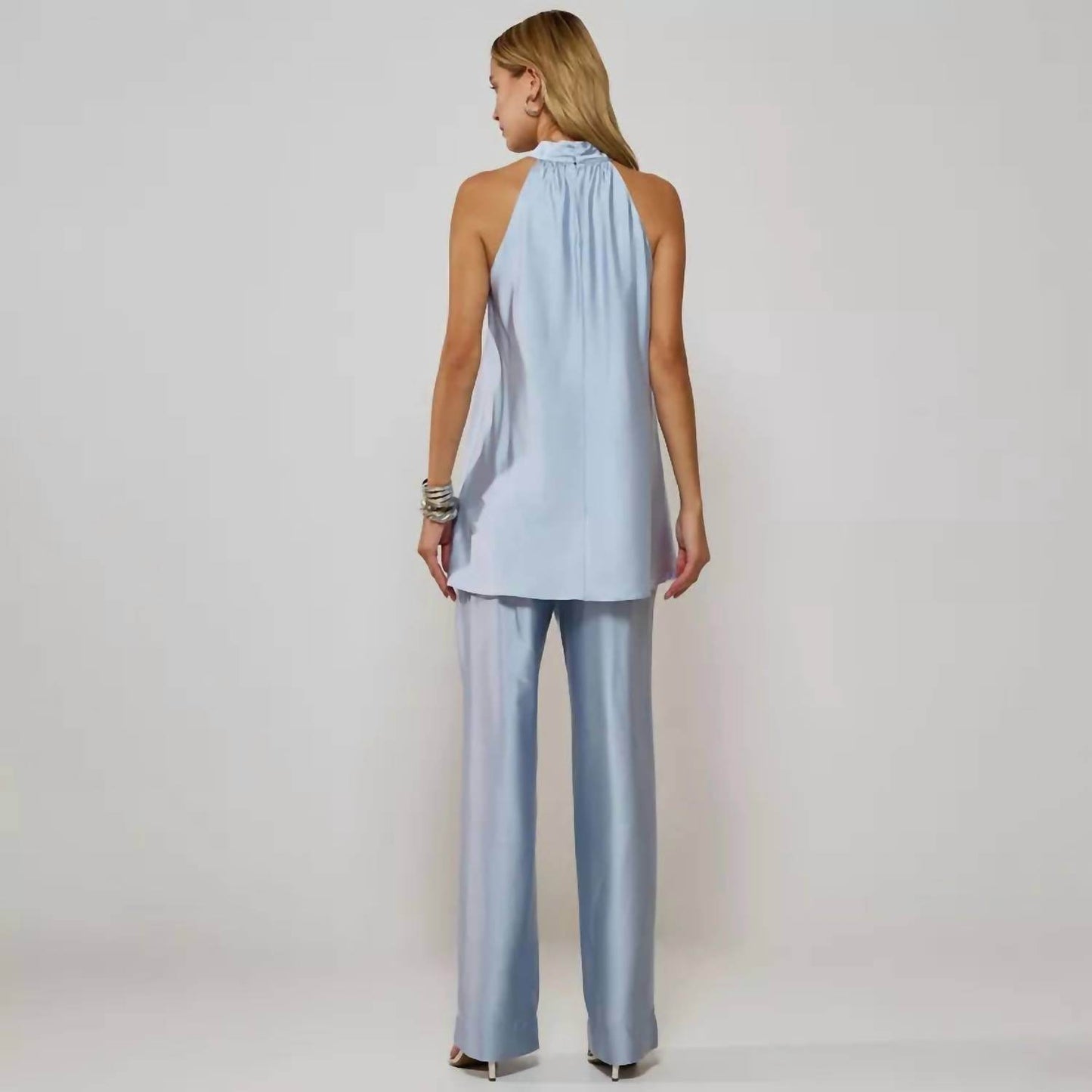 Raizz - Gisele Satin Top And Pants Set With Scarf - Rack Hunt -