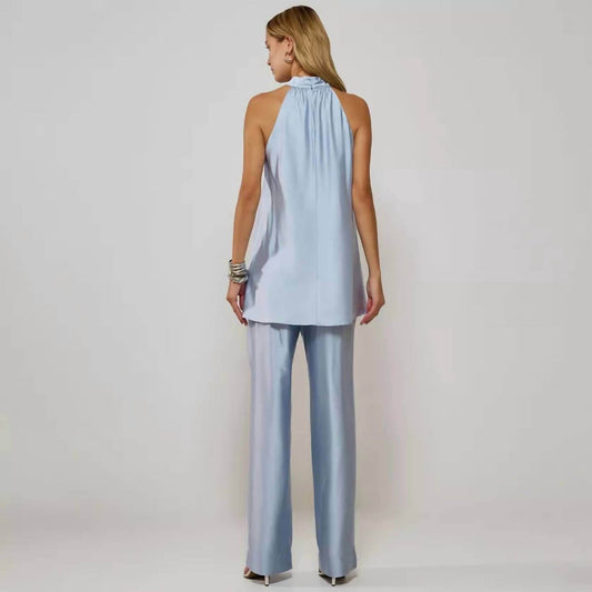 Raizz - Gisele Satin Top And Pants Set With Scarf - Rack Hunt -