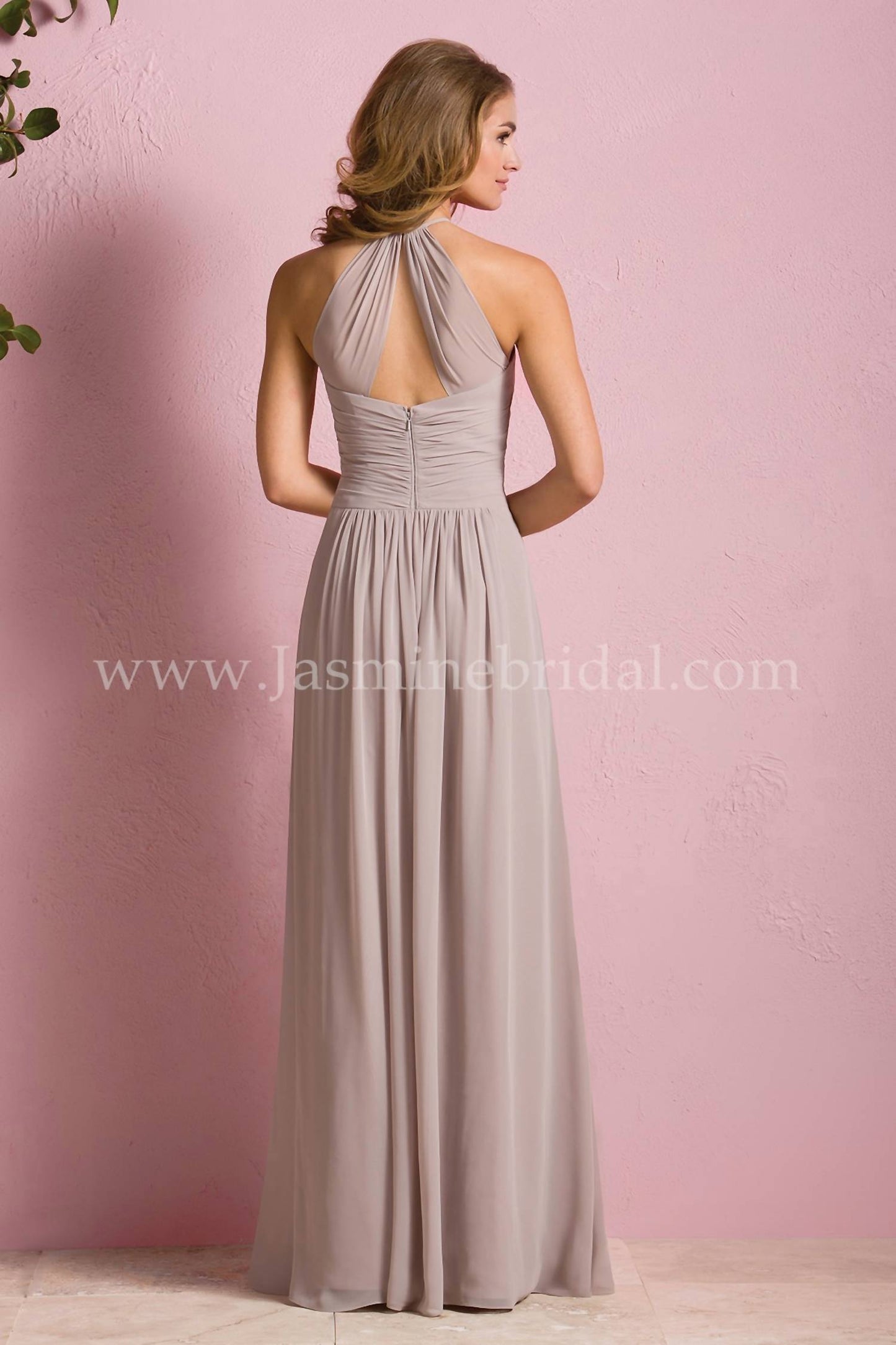 B2 Poly Chiffon Halter Gown