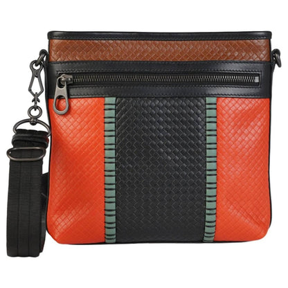 Men's Tri-color Intrecciato Leather Crossbody Bag