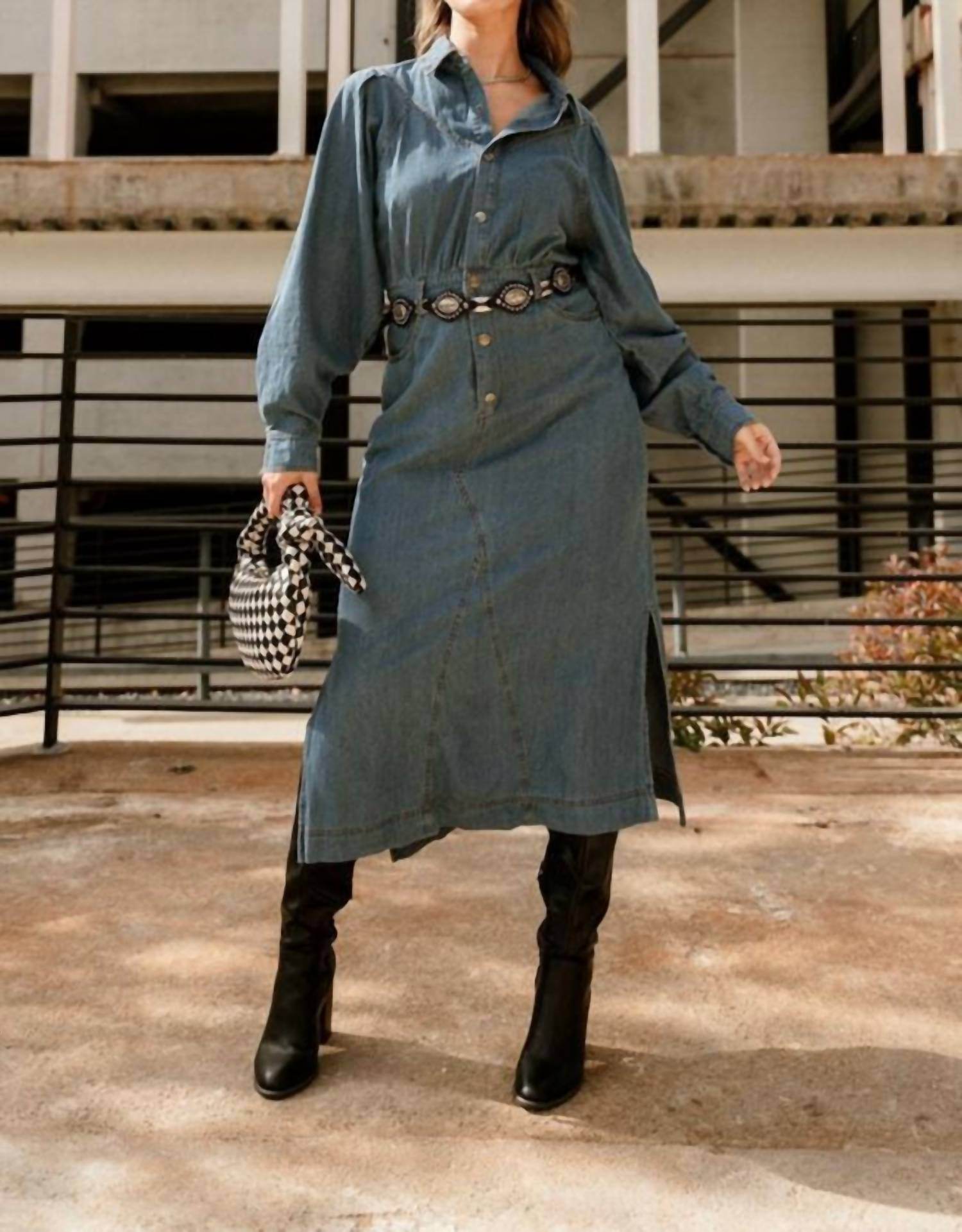 How Very Loved - Tianna Denim Midi Dress - Rack Hunt -