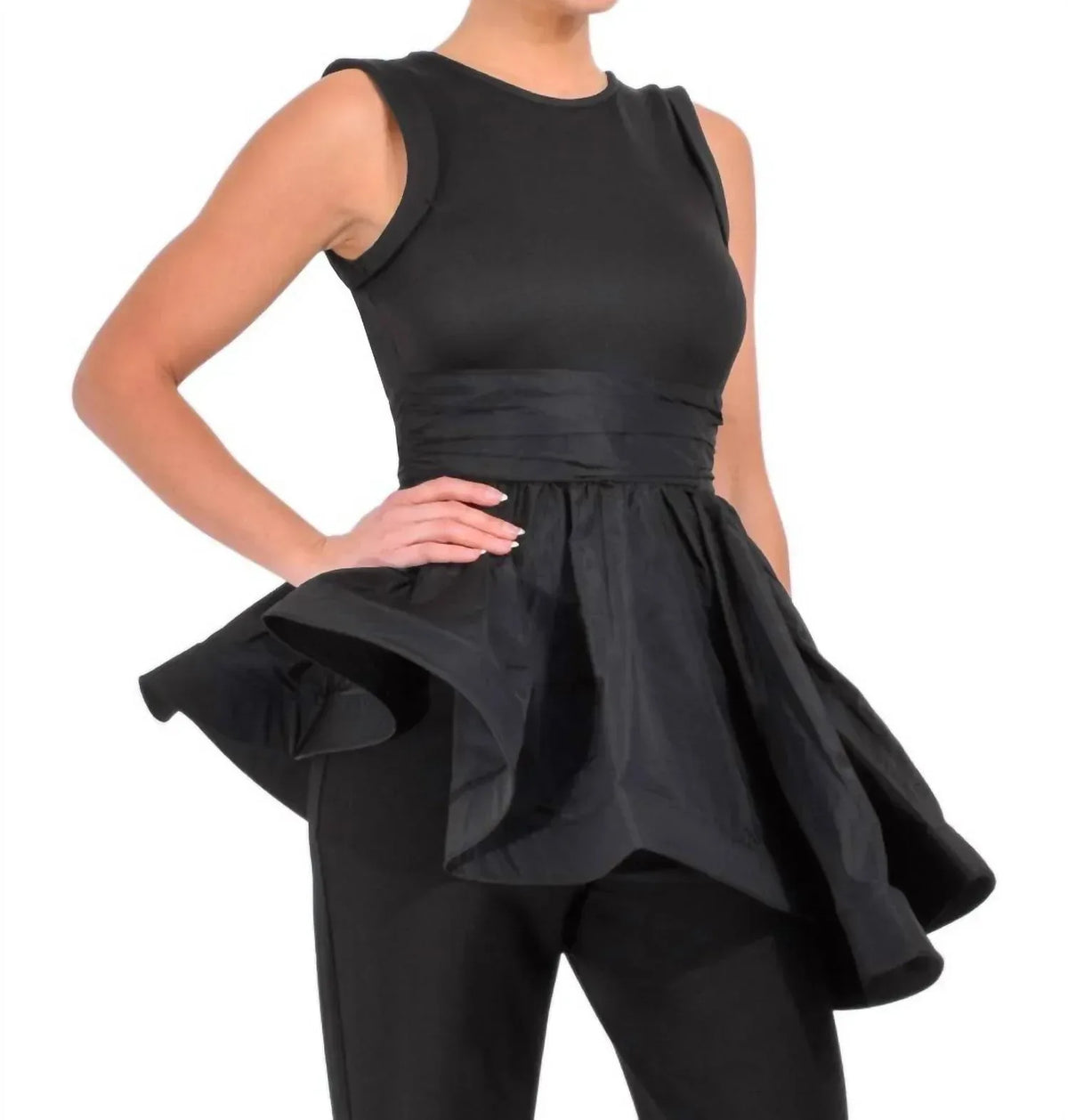 Theo & Spence - Theia Peplum Mix Media Top - Rack Hunt