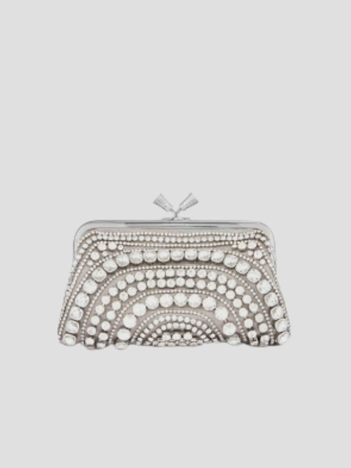 Women's Crystal Embellished Satin Maud Tassel Clutch