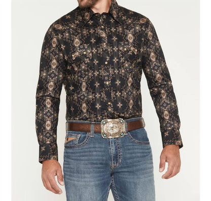 Southwestern Print Long Sleeve Western Shirt