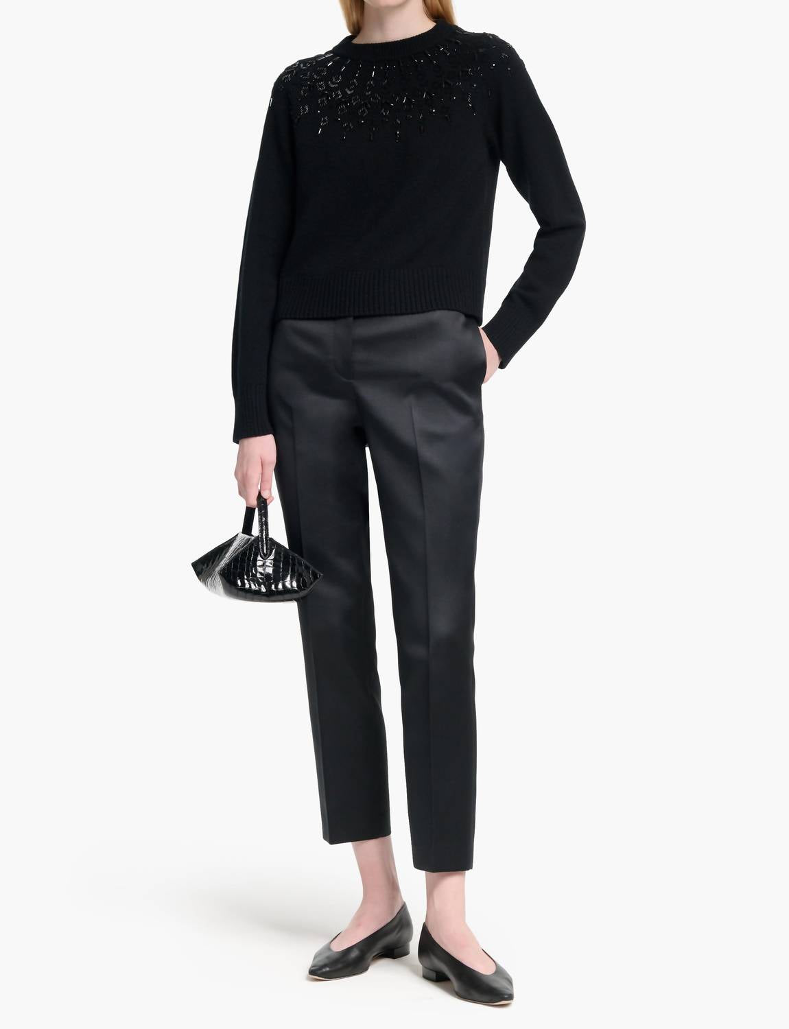 Harold Beaded Neckline Wool Sweater