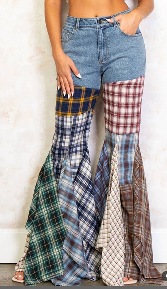 Plaid Me to my Patchwork Jeans
