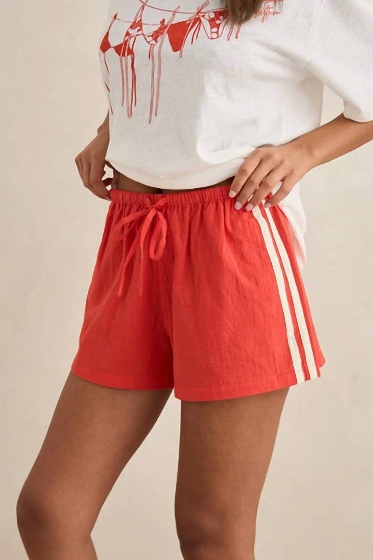Drawstring Side Stripes Shorts
