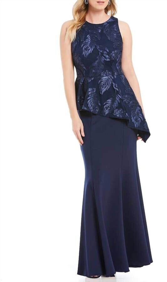 Brianna - Embroidered Peplum Evening Dress - Rack Hunt -