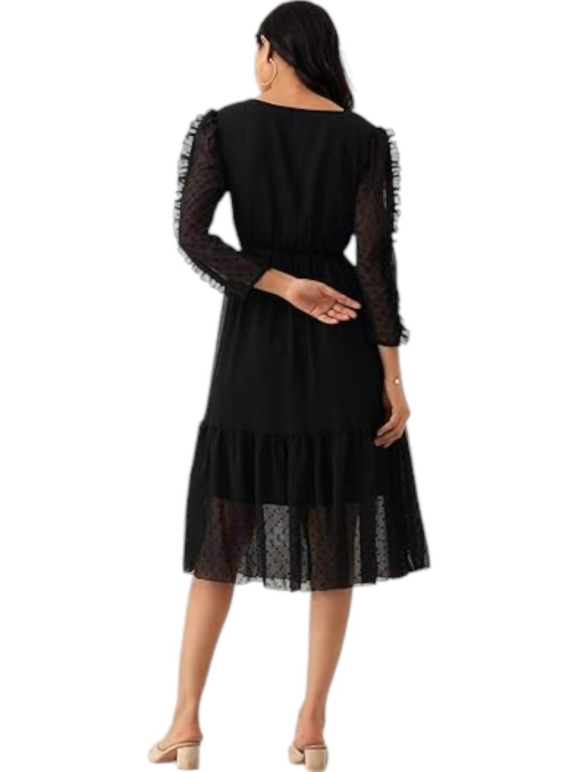 Style Instant - Chiffon Brasso Swiss Dot Dress - Rack Hunt -