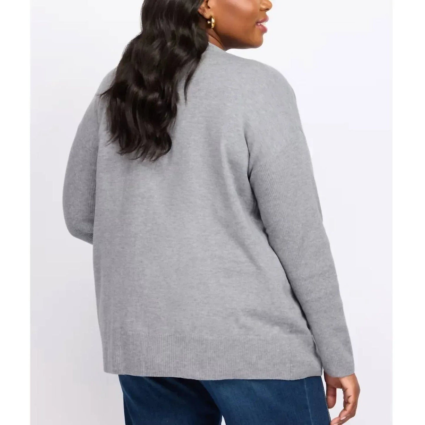 Bobeau - Button Front Cardi Pocketed Preppy Sweater - Plus - Rack Hunt