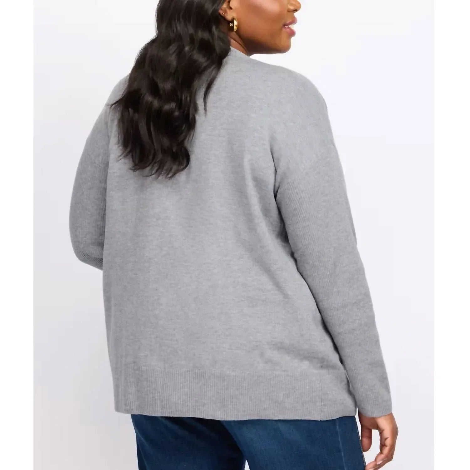 Bobeau - Button Front Cardi Pocketed Preppy Sweater - Plus - Rack Hunt