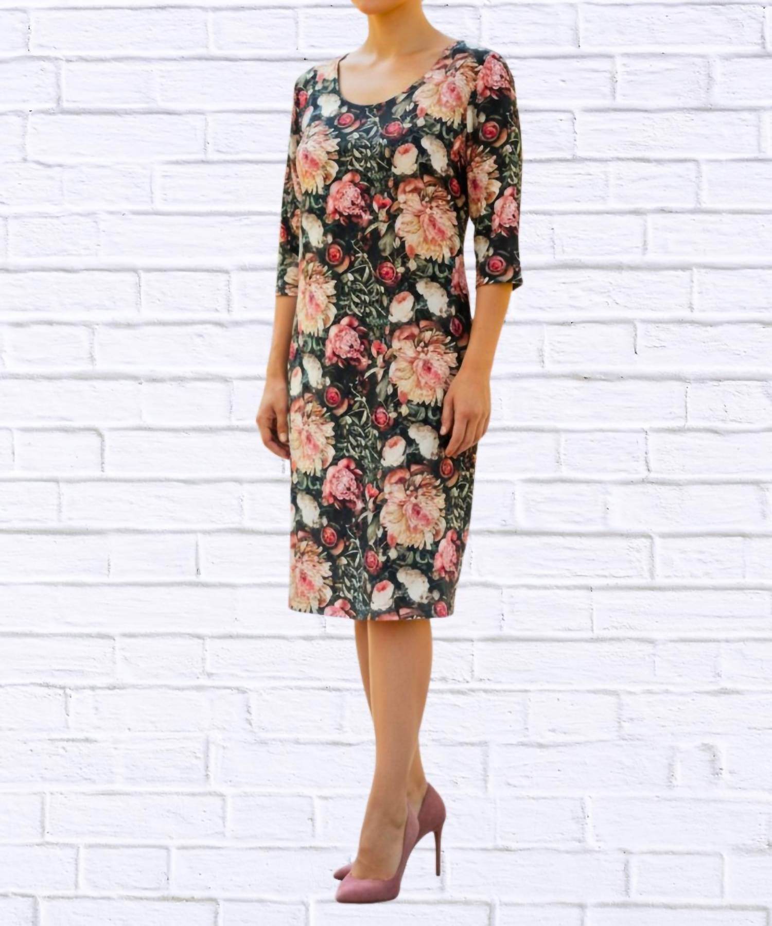 Calypso - Vintage Floral Print Knit Midi Dress - Rack Hunt -