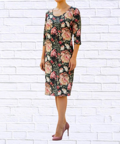 Calypso - Vintage Floral Print Knit Midi Dress - Rack Hunt