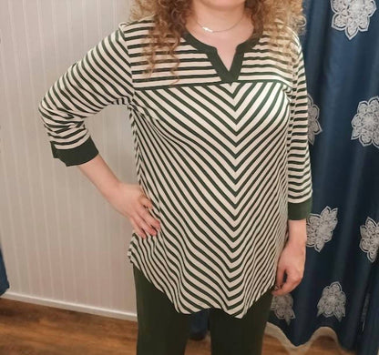 Striped Three Quarter Sleeve Top