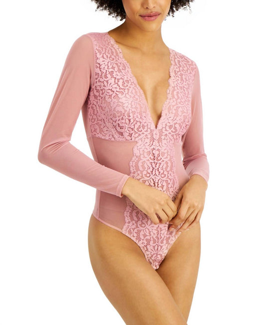 Intimate Not So Basic Long Sleeve Lace Mesh Bodysuit