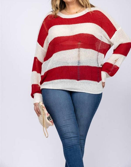 Destroyed Stitch Knit Pullover Top - Plus