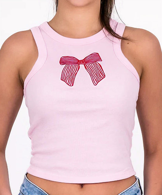 Bow Embroidered Tank Top