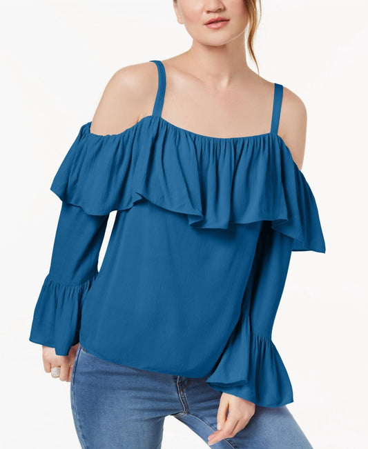 Ruffled Cold Shoulder Top
