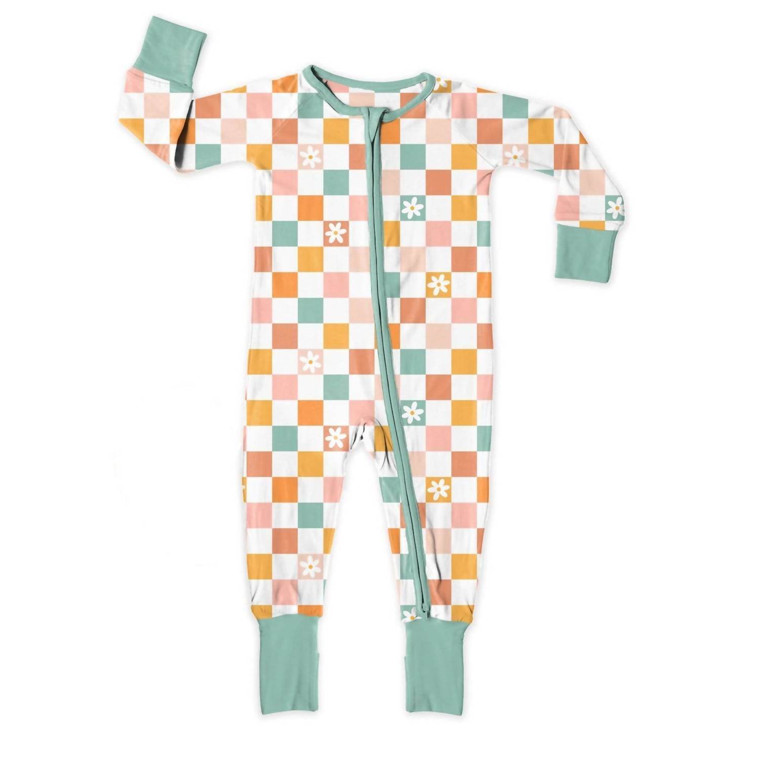 Jensen’s Jammies - Lazy Daisy Checkered Zippy Romper - Rack Hunt -