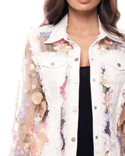 Embroidered Denim And Lace Bohemian Jacket