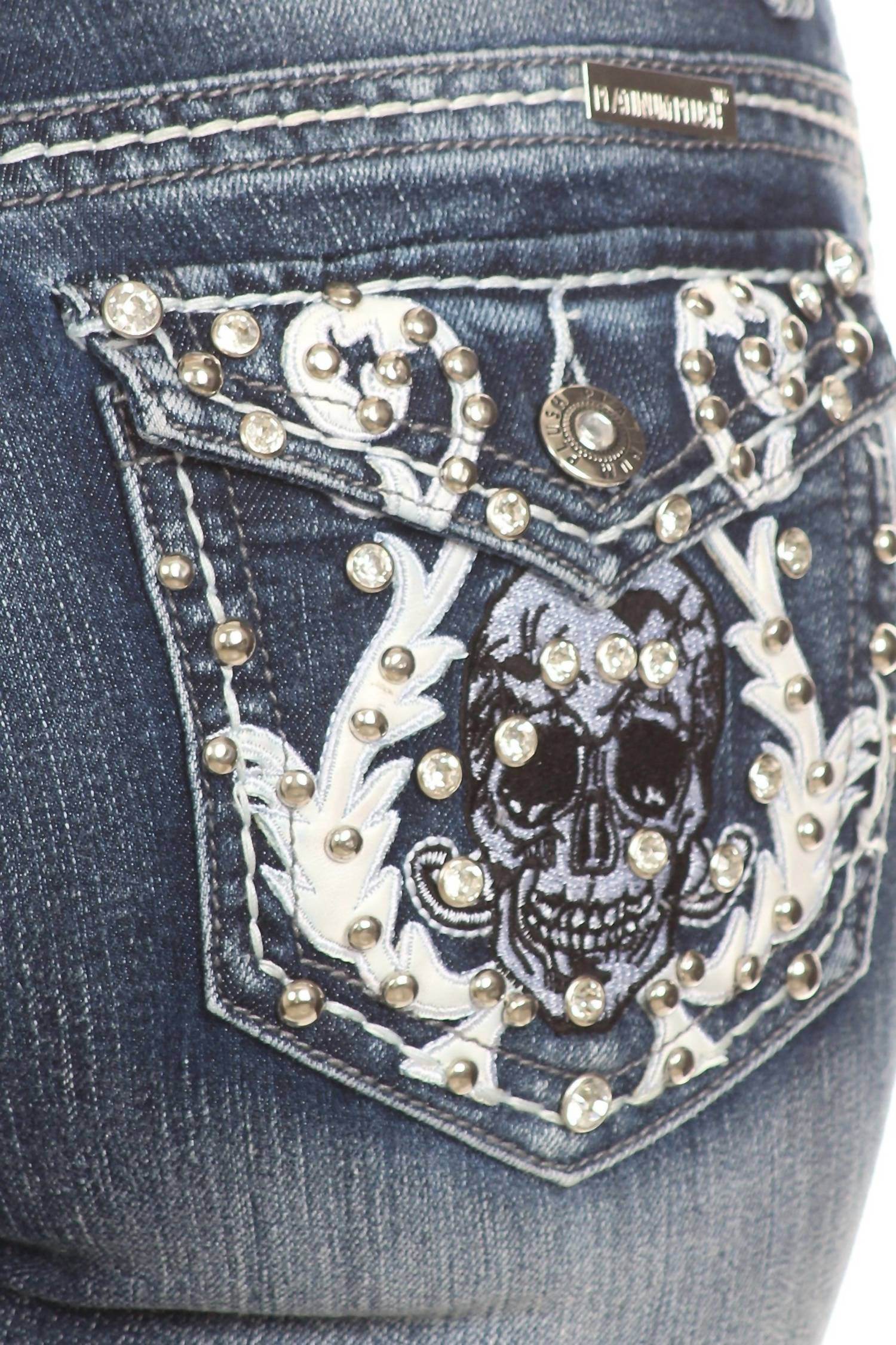 Bus Stop - Naughty Denim with Skull Pockets - Rack Hunt -