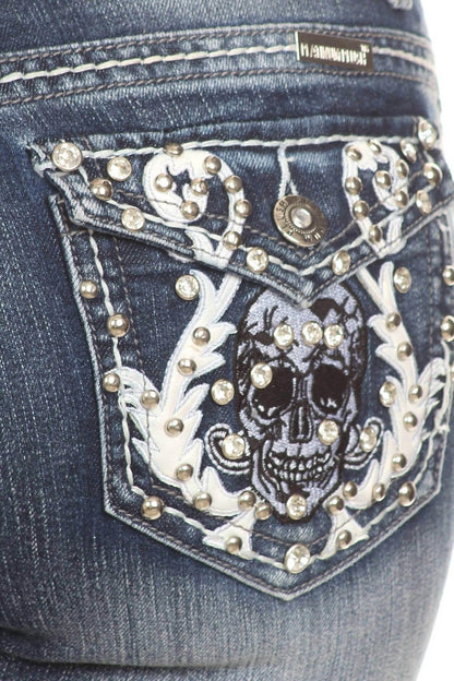 Bus Stop - Naughty Denim with Skull Pockets - Rack Hunt