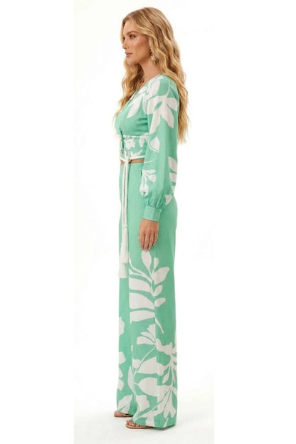 Tropical Breeze Two-piece Crop Top & Wide-leg Pant Set