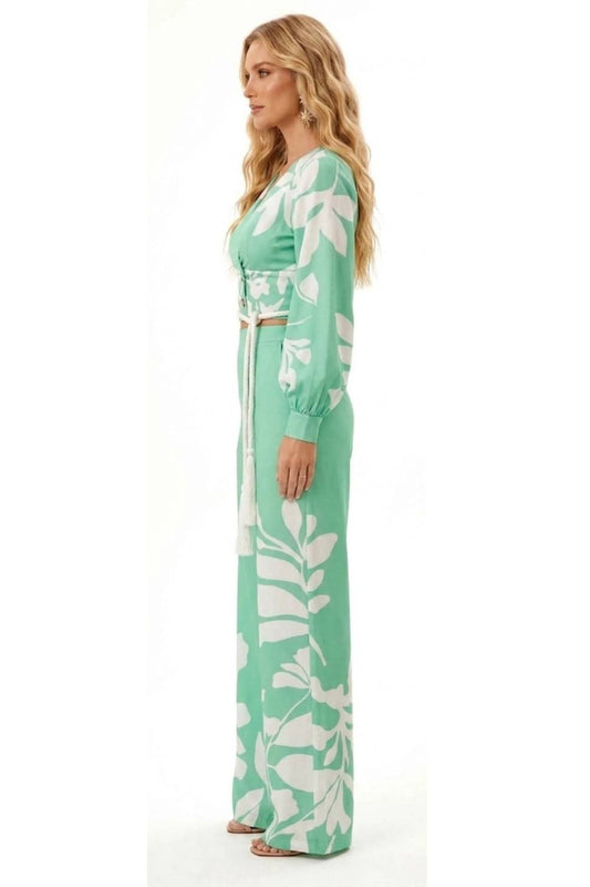 Tropical Breeze Two-piece Crop Top & Wide-leg Pant Set