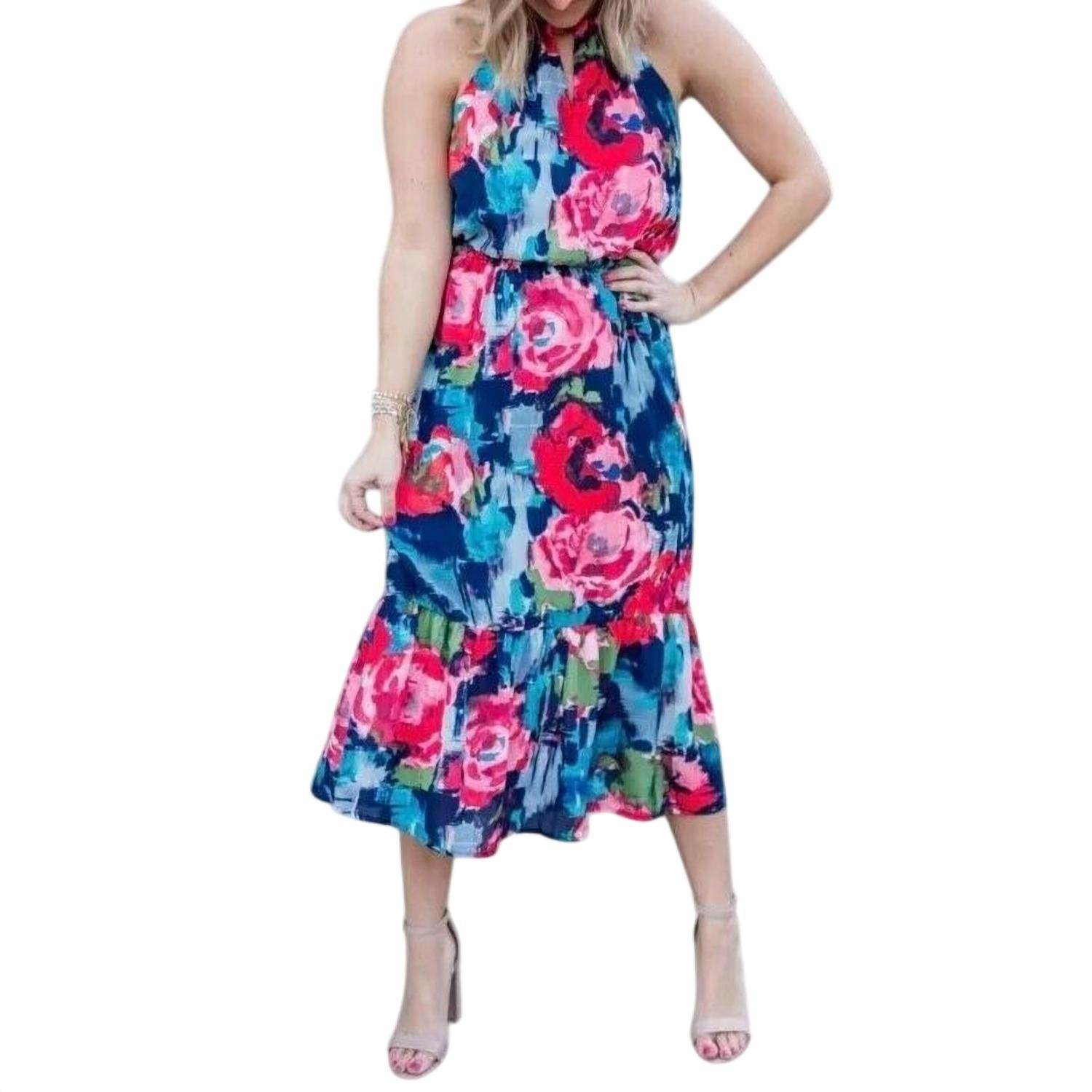 Gibsonlook - Midi Angela Floral Print Halter Dress - Rack Hunt -