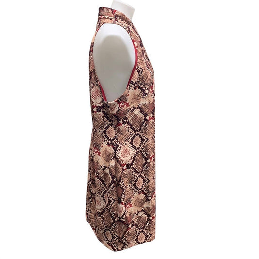 Women's Snake Skin Print Sleeveless Crossover Sheath Dress