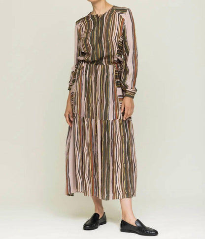 Pearl Double Georgette Shale Print Midi Dress