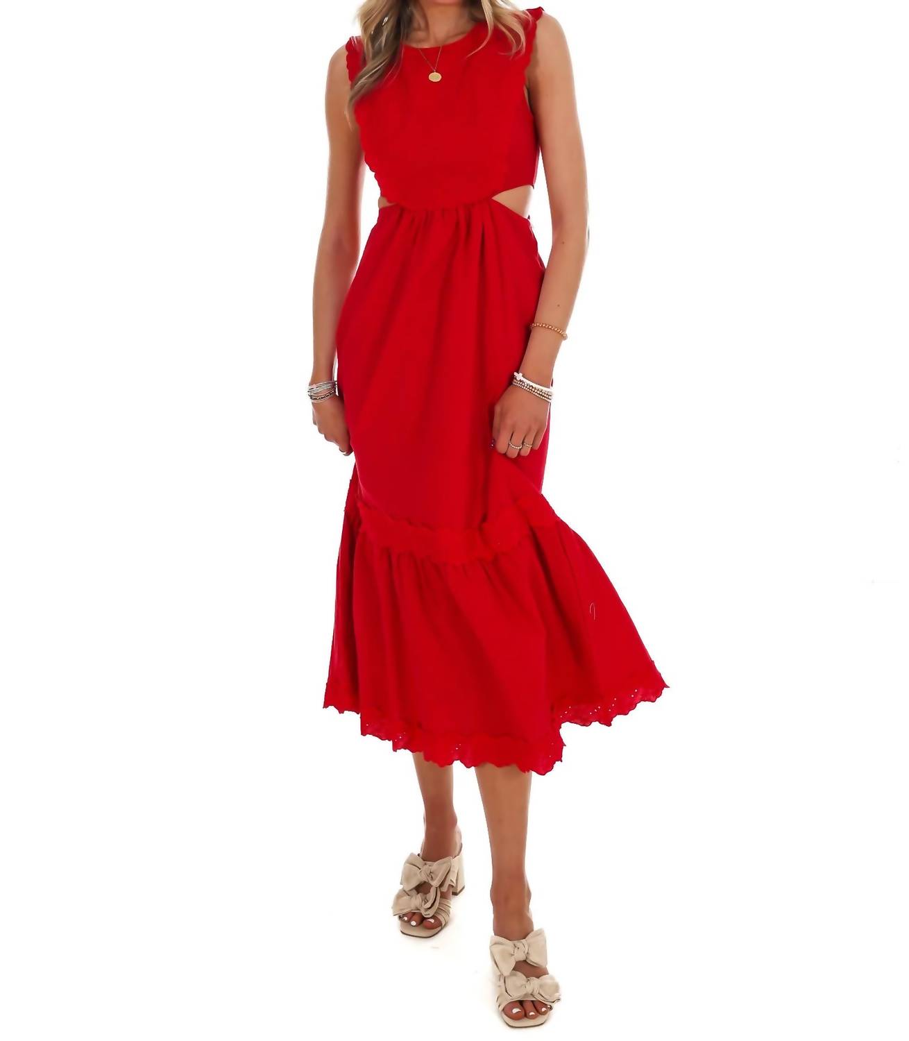 Women's Must Be Love Embroidered Cut Out Maxi Dress