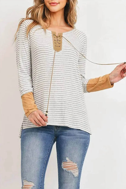 Potter's Pot - LACE UP STRIPE TOP - Rack Hunt