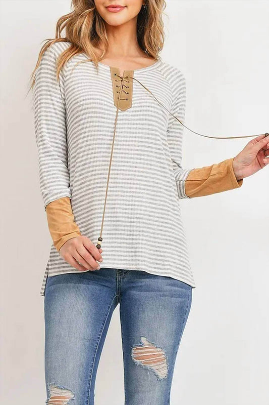 Potter's Pot - LACE UP STRIPE TOP - Rack Hunt -
