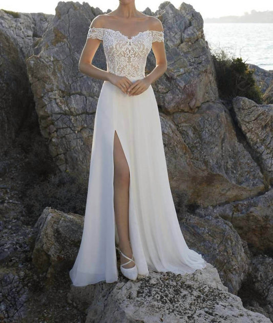 Demetrios - Chiffon Skirt Side Slit Dress - Rack Hunt -