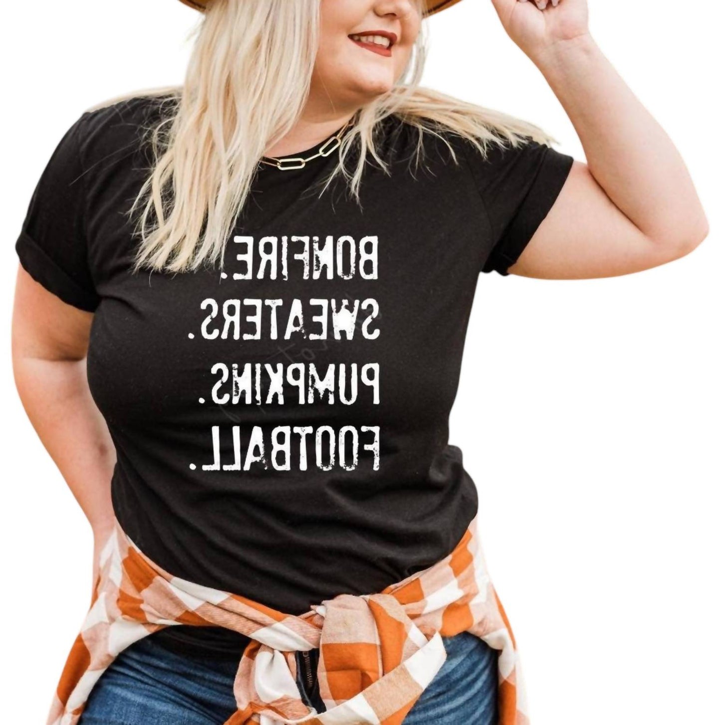 Fall Vibes Graphic Tee Bonfires, Pumpkins & Football