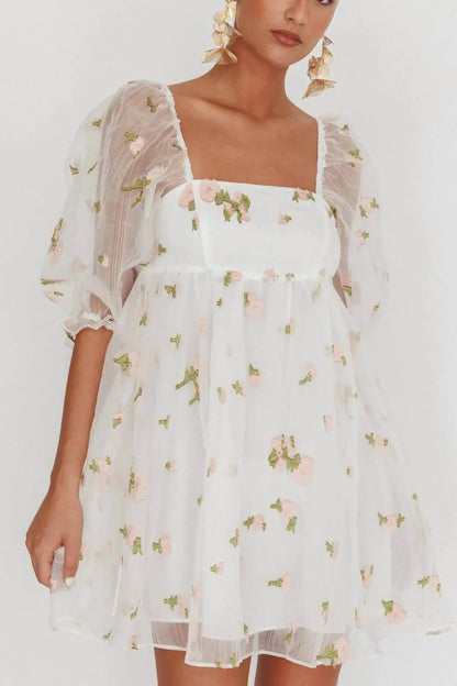 Selfie Leslie - Floral Jacquard Organza Mini Dress - Rack Hunt