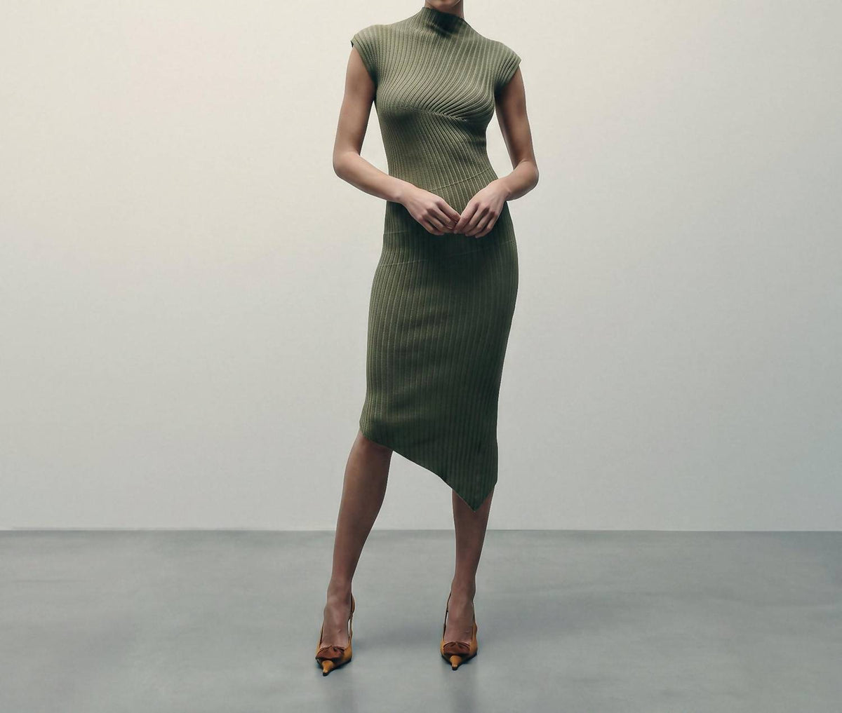 Asymmetric Sweater Midi Dress