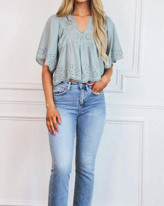 Raven Eyelet Babydoll Top