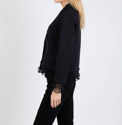 Crop Jacket With Pearl & Brooch